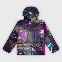 Ветровка с капюшоном женская Городской киберпанк, цвет: 3D-черный