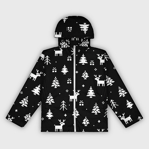 Женская ветровка ЕЛКИ И ОЛЕНИ НА ЧЕРНОМ ФОНЕ / 3D-Белый – фото 1