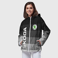 Ветровка с капюшоном женская SKODA, ШКОДА ГРАДИЕНТ, цвет: 3D-белый — фото 2