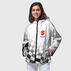 Ветровка с капюшоном женская Suzuki, Сузуки Спорт, Финишный флаг, цвет: 3D-черный — фото 2