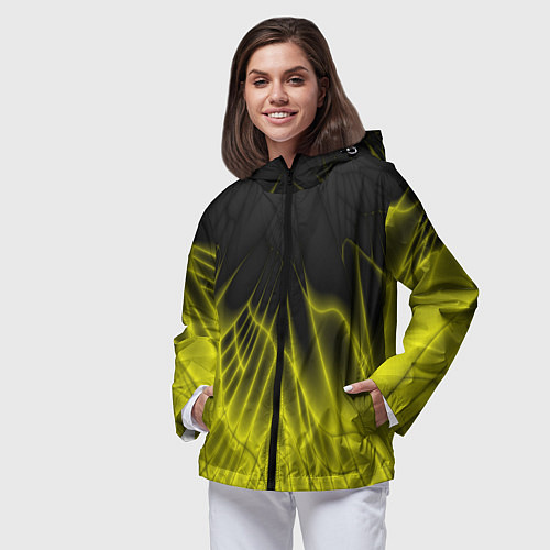 Женская ветровка Коллекция Rays Лучи Желтый и черный Абстракция 662 / 3D-Черный – фото 3