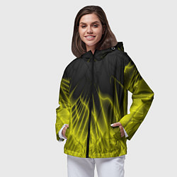 Ветровка с капюшоном женская Коллекция Rays Лучи Желтый и черный Абстракция 662, цвет: 3D-черный — фото 2