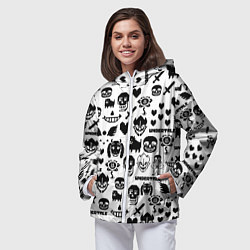 Ветровка с капюшоном женская UNDERTALE WHITE PATTERN, цвет: 3D-белый — фото 2