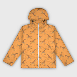 Ветровка с капюшоном женская Жирафы паттерн, цвет: 3D-белый