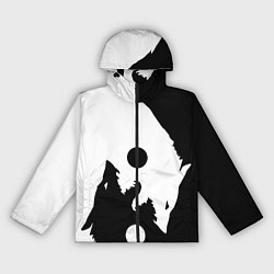 Ветровка с капюшоном женская Волки Инь и Янь Добро и Зло, цвет: 3D-черный