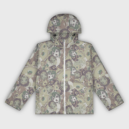 Женская ветровка Ahegao Цвета Хаки / 3D-Белый – фото 1