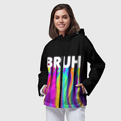 Ветровка с капюшоном женская BRUH Братан, цвет: 3D-черный — фото 2
