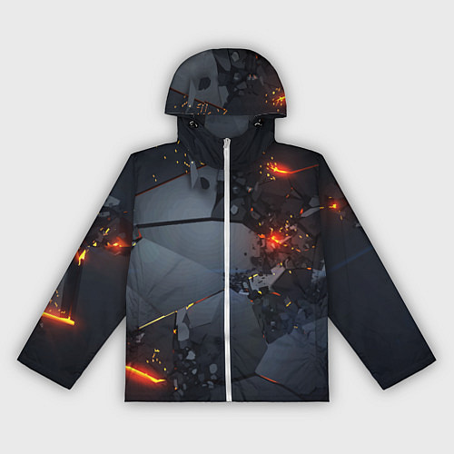 Женская ветровка НЕОНОВЫЙ ВЗРЫВ ПЛИТЫ, ОБЛОМКИ NEON EXPLOSION / 3D-Белый – фото 1