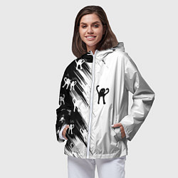 Ветровка с капюшоном женская Ъуъ съука чб, цвет: 3D-белый — фото 2