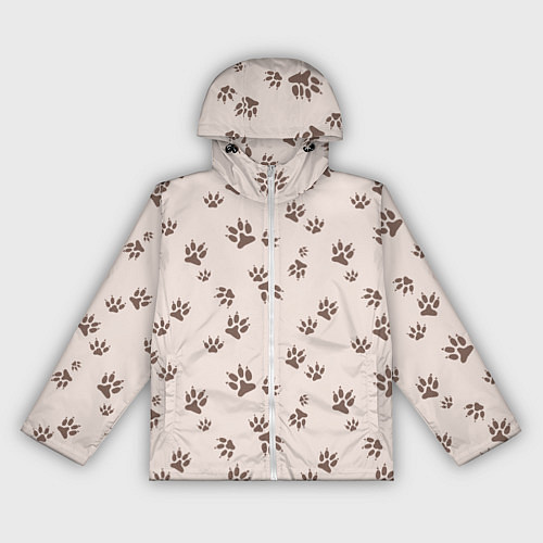 Женская ветровка Бежевый паттерн лапки / 3D-Белый – фото 1