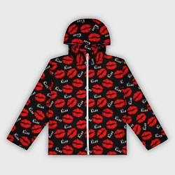 Ветровка с капюшоном женская Kiss поцелуи, цвет: 3D-белый