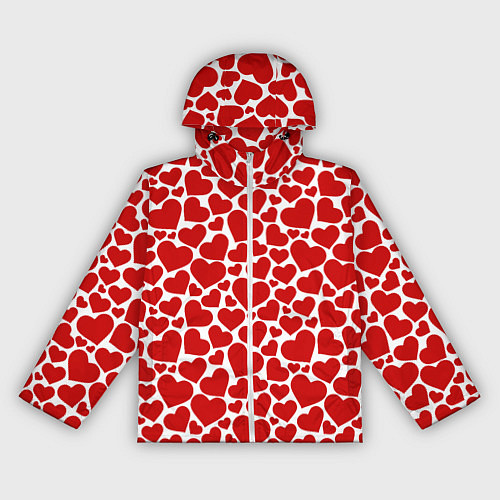 Женская ветровка Красные Сердечки LOVE / 3D-Белый – фото 1