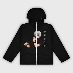 Ветровка с капюшоном женская Токийский Гуль снимает маску Иероглифы, цвет: 3D-белый