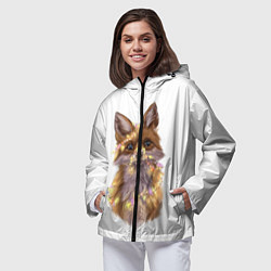 Ветровка с капюшоном женская Fox with a garland, цвет: 3D-черный — фото 2