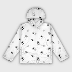 Ветровка с капюшоном женская Паттерн - кошачьи лапки 3D, цвет: 3D-белый