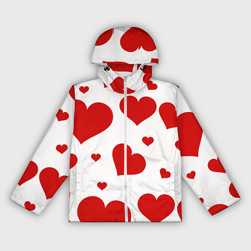 Женская ветровка Красные сердечки Heart / 3D-Белый – фото 1