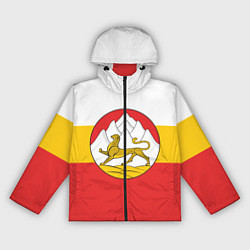 Ветровка с капюшоном женская Северная Осетия Алания Флаг, цвет: 3D-черный