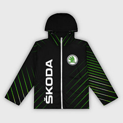 Ветровка с капюшоном женская Skoda Шкода Полосы, цвет: 3D-белый