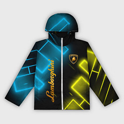 Ветровка с капюшоном женская Lamborghini - Неоновые фигуры, цвет: 3D-белый