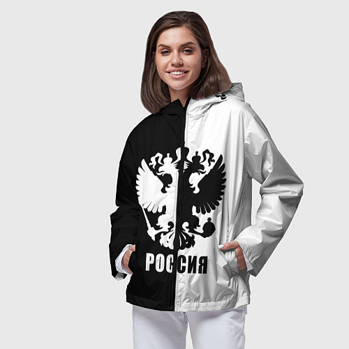 Женская ветровка РОССИЯ чёрно-белое / 3D-Черный – фото 3