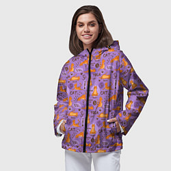 Ветровка с капюшоном женская Кошачья Йога, цвет: 3D-черный — фото 2