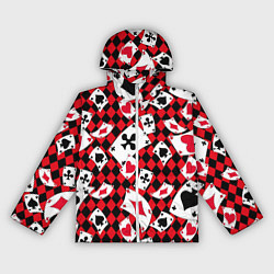 Ветровка с капюшоном женская Карты масти, цвет: 3D-белый