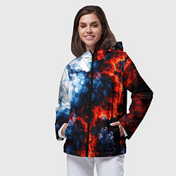Ветровка с капюшоном женская 3D ЯДЕРНЫЙ КОСМИЧЕСКИЙ ВЗРЫВ ОГОНЬ, цвет: 3D-черный — фото 2