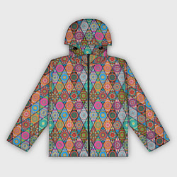 Ветровка с капюшоном женская Мандалы Текстура, цвет: 3D-черный