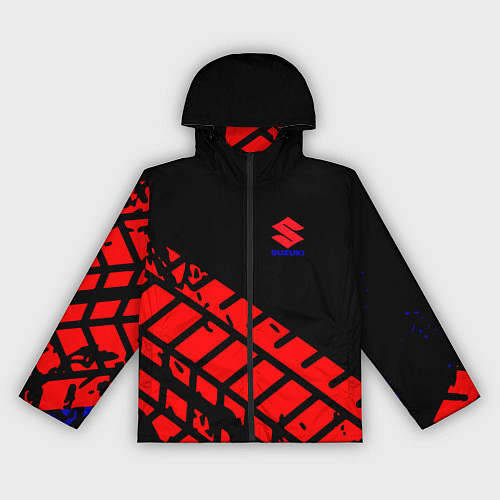Женская ветровка SUZUKI следы шин / 3D-Черный – фото 1