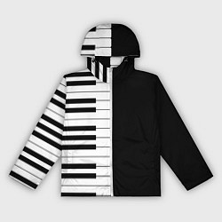 Ветровка с капюшоном женская Черно-Белое Пианино Piano, цвет: 3D-белый