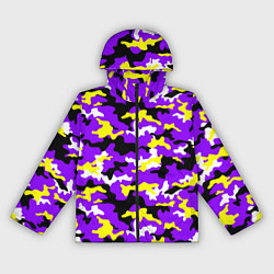 Ветровка с капюшоном женская Камуфляж Фиолетово-Жёлтый, цвет: 3D-черный