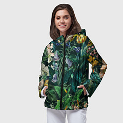 Ветровка с капюшоном женская Цветы Темный Сад, цвет: 3D-черный — фото 2