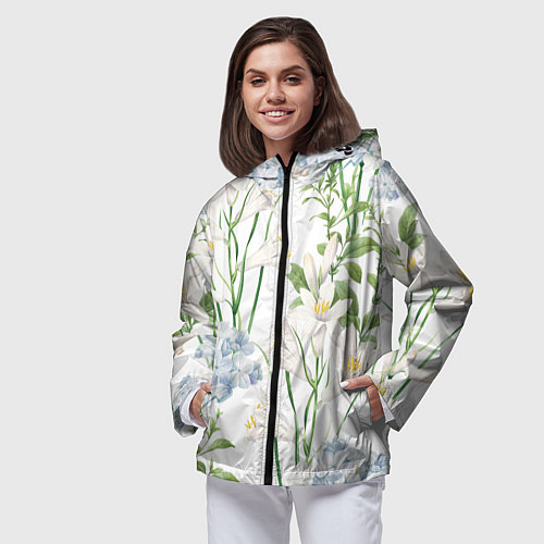 Женская ветровка Цветы Утонченные и Яркие / 3D-Черный – фото 3