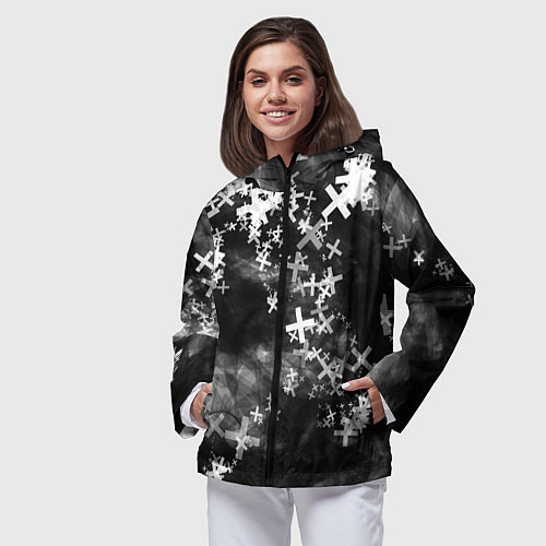 Женская ветровка Сердца в крестах Коллекция Get inspired! Z-b-heart / 3D-Черный – фото 3