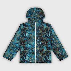 Ветровка с капюшоном женская Blue Abstract Узоры, цвет: 3D-белый