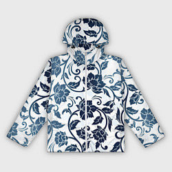 Ветровка с капюшоном женская Гжелевые цветы, цвет: 3D-белый