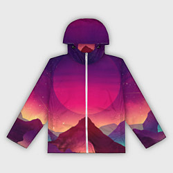 Ветровка с капюшоном женская Горы Космос Neon Психоделика, цвет: 3D-белый