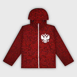 Ветровка с капюшоном женская RUSSIA - ГЕРБ Космос, цвет: 3D-белый