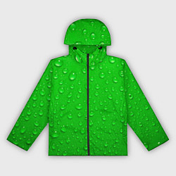 Ветровка с капюшоном женская Зеленый фон с росой, цвет: 3D-черный