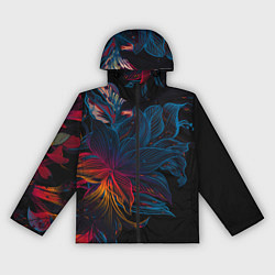 Ветровка с капюшоном женская Радужные цветы, цвет: 3D-черный