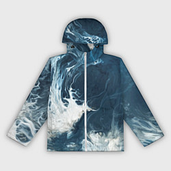Ветровка с капюшоном женская Texture of dark waves, цвет: 3D-белый