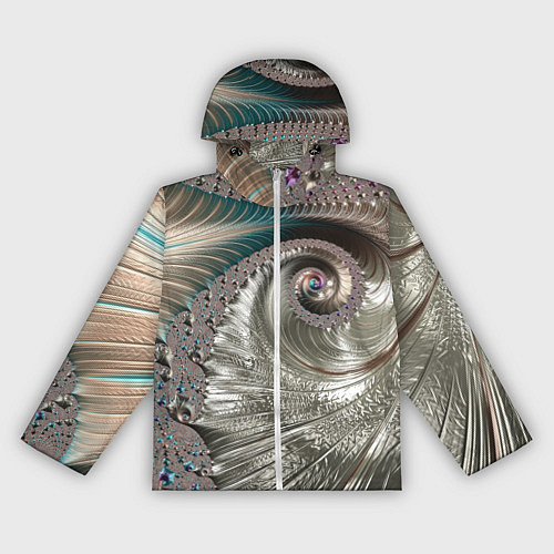 Женская ветровка Fractal pattern Spiral Серебристый фрактал спираль / 3D-Белый – фото 1