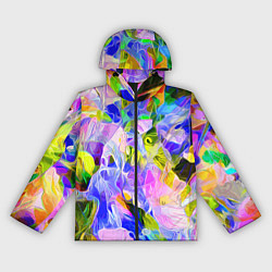 Ветровка с капюшоном женская Красочный цветочный узор Весна - Лето 2023 Colorfu, цвет: 3D-черный