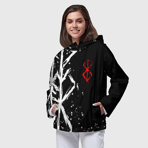 Женская ветровка БЕРСЕРК - КЛЕЙМО ЖЕРТВЫ / 3D-Черный – фото 3
