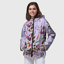 Ветровка с капюшоном женская Цветы Вересковый Сад, цвет: 3D-черный — фото 2