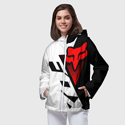 Ветровка с капюшоном женская MOTO FOX - Мотокросс, цвет: 3D-белый — фото 2