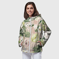 Ветровка с капюшоном женская Цветы Свадебный Букет, цвет: 3D-белый — фото 2