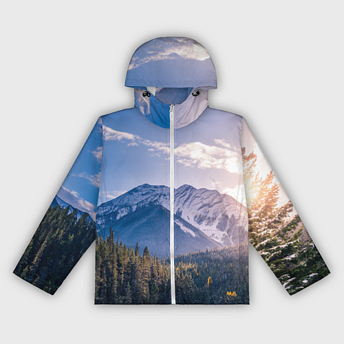 Женская ветровка Горы Лес Солнце / 3D-Белый – фото 1