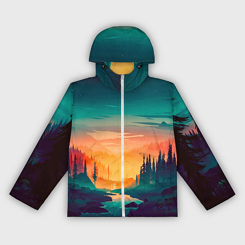 Женская ветровка Лес на закате природа / 3D-Белый – фото 1