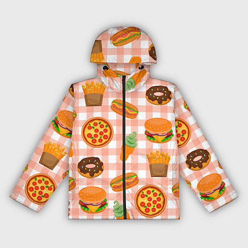 Женская ветровка PIZZA DONUT BURGER FRIES ICE CREAM pattern / 3D-Черный – фото 1